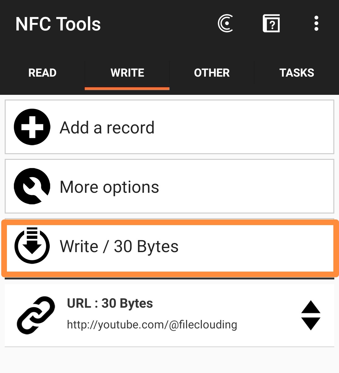 youtube url nfc write