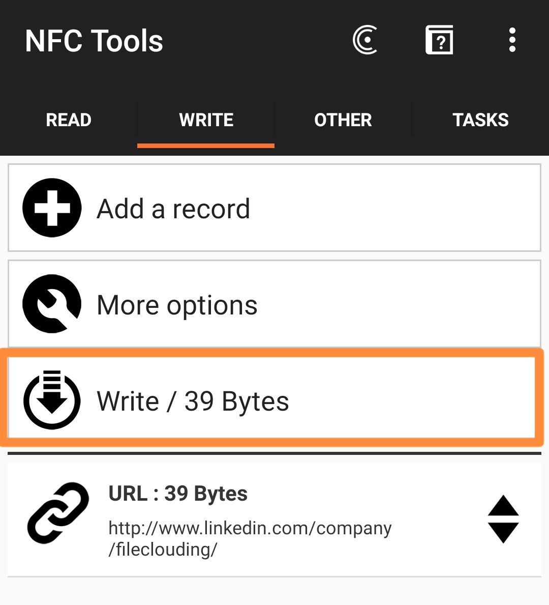 Linkedin nfc write